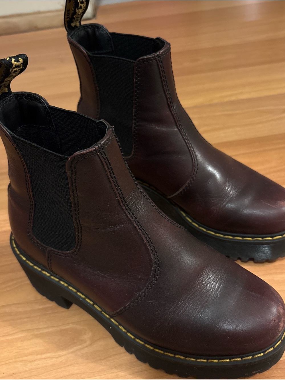 Burgundy Leather Heeled Dr. Martens
